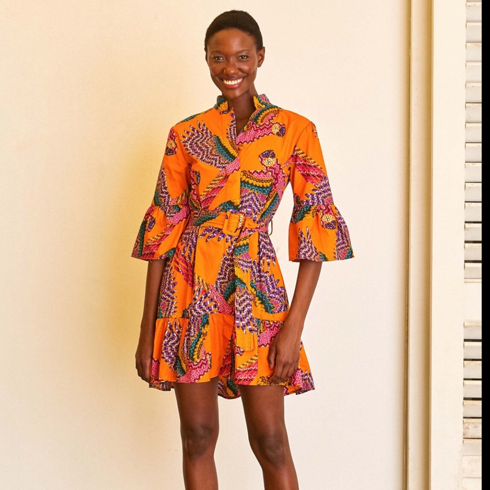 Farm Rio beaded macaws mini dress